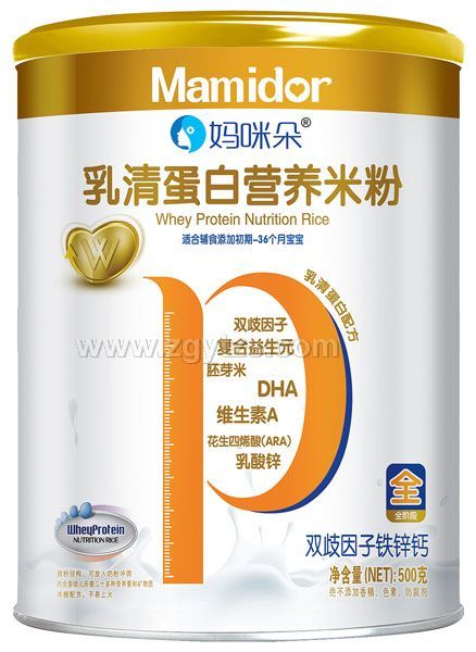 媽咪朵雙歧因子鐵鋅鈣乳清蛋白營養米粉罐裝