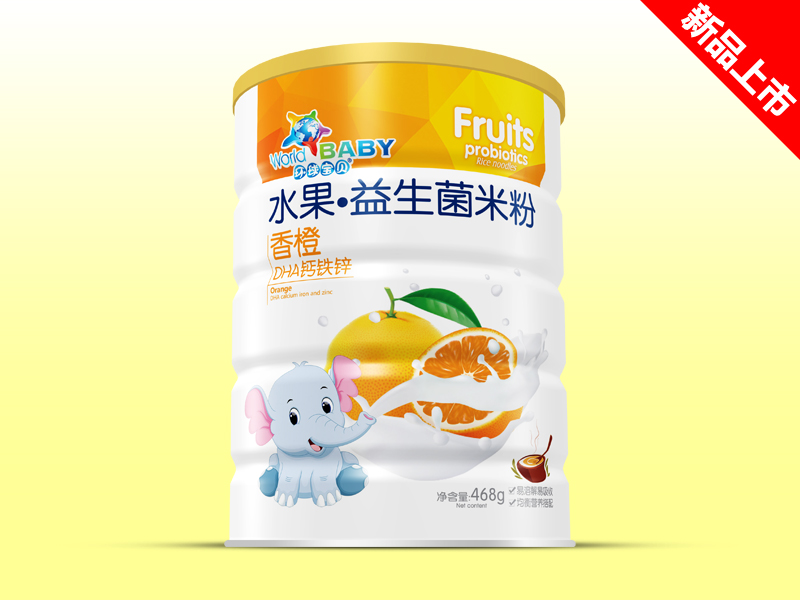 環球寶貝水果益生菌米粉香橙DHA鈣鐵鋅桶裝
