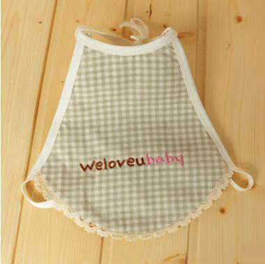 花邊繡花有機棉天然彩棉兒童罩衣式圍嘴嬰兒圍兜寶寶口水巾吃飯衣