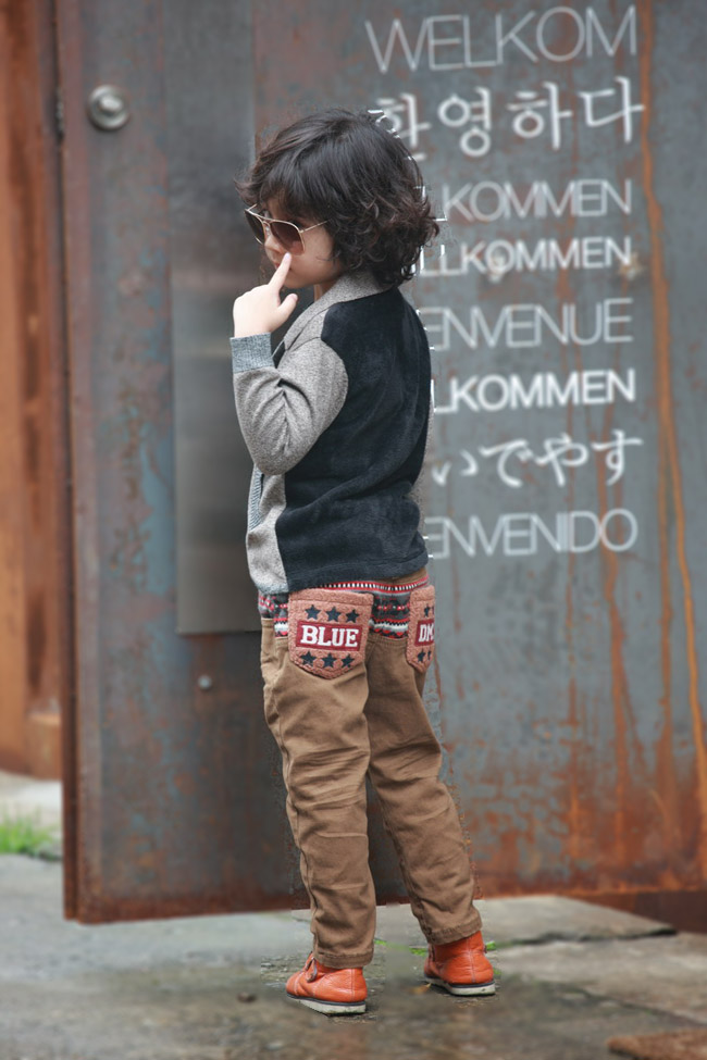 芽芽逗丁男童炫酷黑色套裝