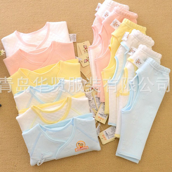 樂(lè)嬰健純棉保暖嬰兒反袖口肚衣套裝