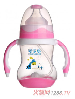 萌多多PP寬口300ml單色自動奶瓶綠色