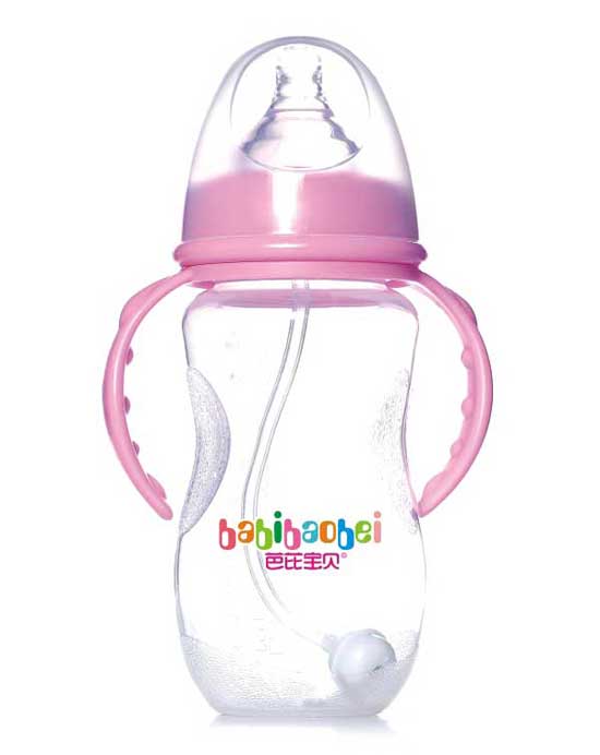 芭芘寶貝寬口徑300ml紅色雙柄自動pp奶瓶