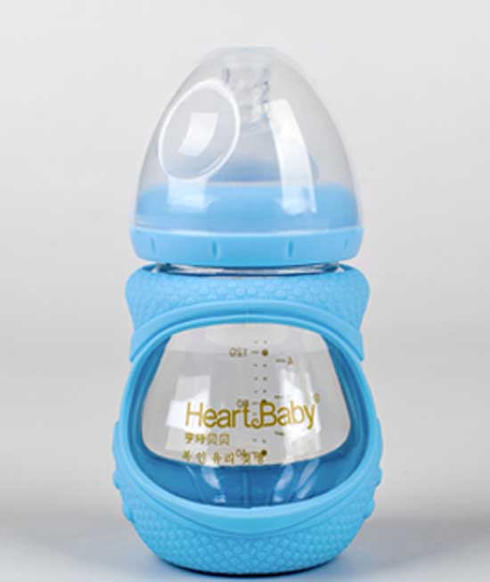 亨特貝貝寬口玻璃防摔初生瓶150ml藍色
