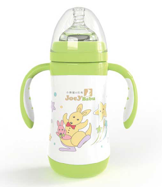 小袋鼠巴布不銹鋼真空保溫奶瓶